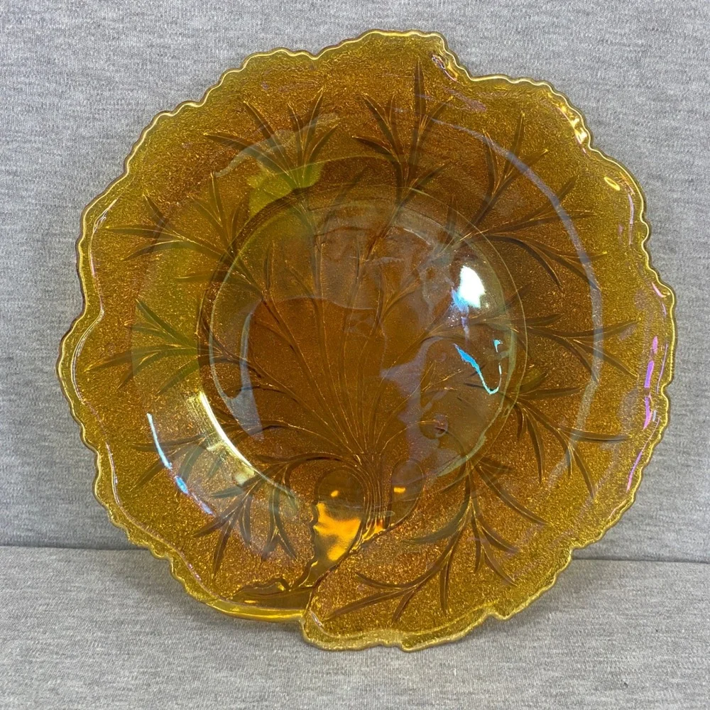 Vintage Indiana Glass Marigold Carnival Glass Platter 10
